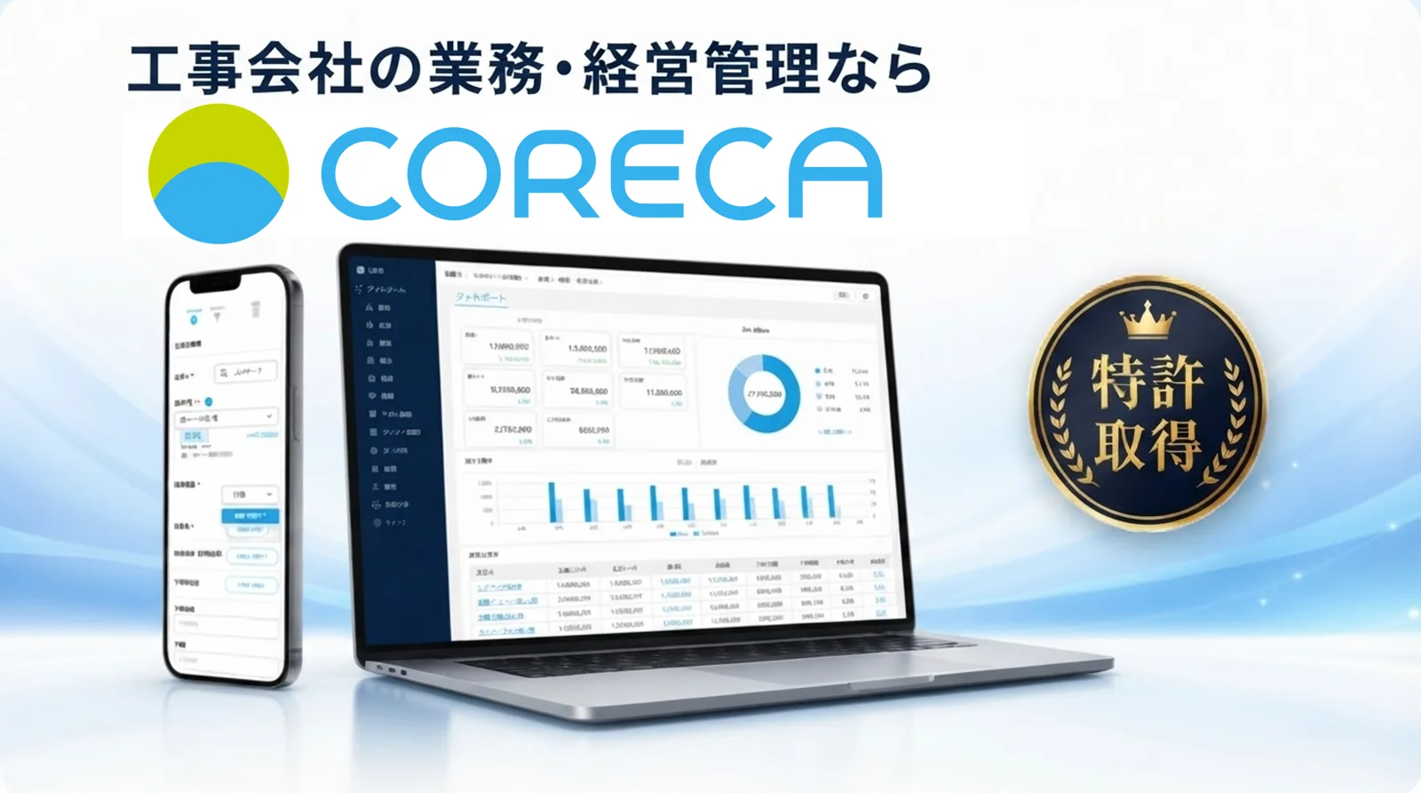 工事会社の日報ならCORECA、特許取得